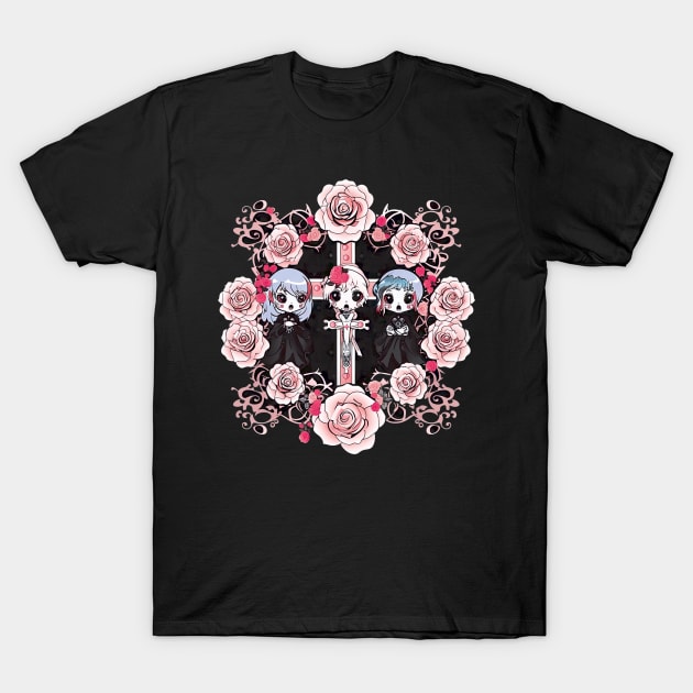 Cute Creepy Angels with roses T-Shirt by The-Dark-King